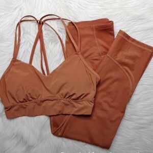All In Motion Matching Set XS Brown Sports Bra & Leggings Outfit Athleisure Set